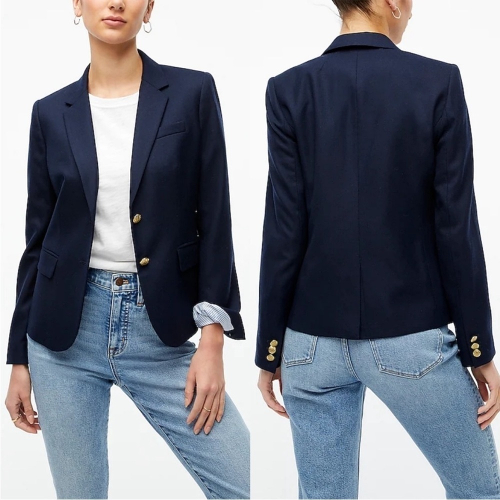 J. Crew Original schoolboy Navy blazer gold button size 2 NWT preppy academia